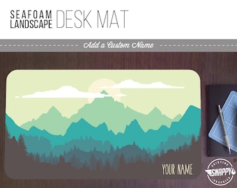 Seafoam Landscape Desk Mat – Custom Name, Extended Mousepad