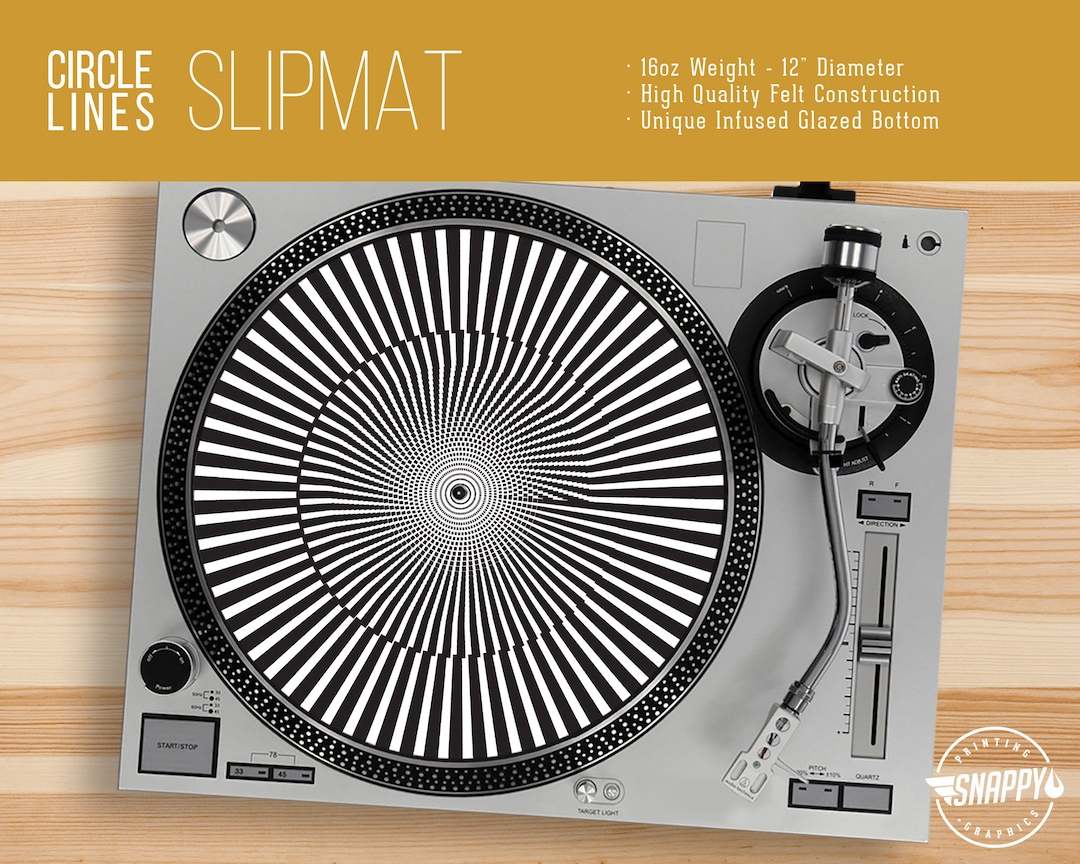 Turn Table Pattern Circle Lines Pattern Turntable Slipmat - Glazed Bottom, 12