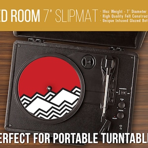 Red Room Pattern 7 Inch Turntable Slipmat - Portable Record Player, DJ Slipmat- 16oz Felt w/ Glazed Bottom