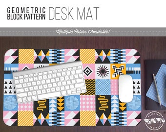 Geometric Block Pattern Desk Mat - Colorful Mousepad
