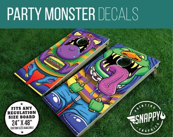 Party Monster Cornhole Decals Bags Original Illustration Vinyl