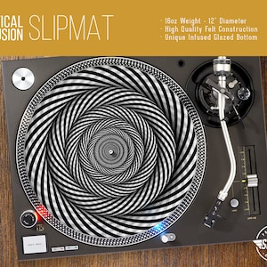 Optical Illusion III - Turntable Slipmat - 2 - sizes - 12&quot; and 7&quot; LP Record Player, DJ Slipmat- 16oz Felt w/ Glazed Bottom