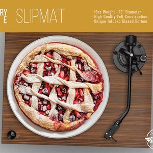Berry Pie Turntable Slipmat - 12&quot; and 7&quot; LP Record Player, DJ Slipmat- 16oz Felt w/ Glazed Bottom