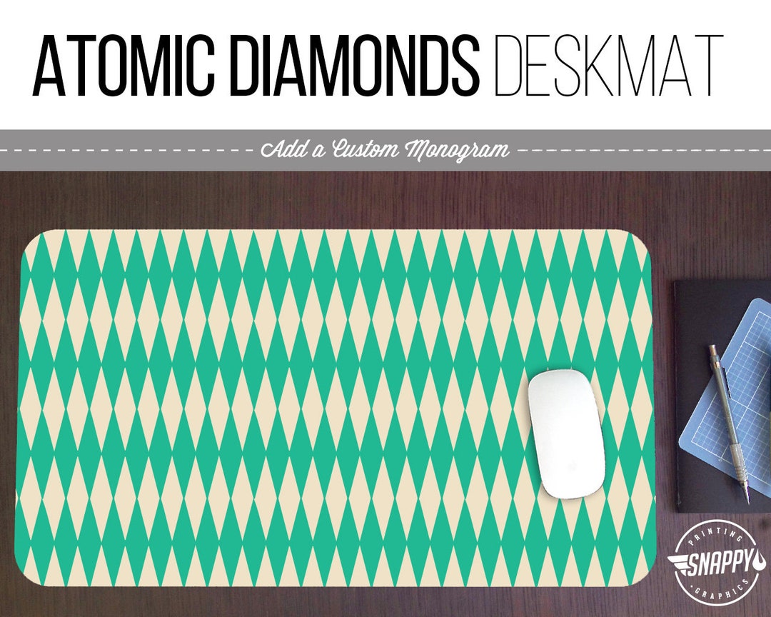 Atomic Diamonds Desk Mat - Retro MCM Style, Optional Monogram - Etsy
