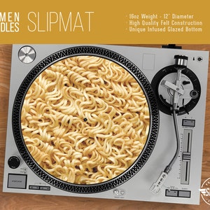 Ramen Noodles Turntable Slipmat - 12" and 7" LP Record Player, DJ Slipmat- 16oz Felt w/ Glazed Bottom