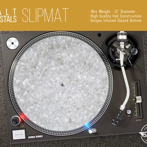 Salt Crystals Turntable Slipmat - 12" and 7" LP Record Player, DJ Slipmat- 16oz Felt w/ Glazed Bottom