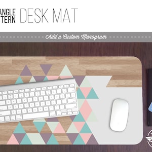 Pastel Triangle Wood Pattern Print Desk Mat w/ Custom Monogram - 3 Sizes -  Office Desk Accessory - Extended Mouse Pad