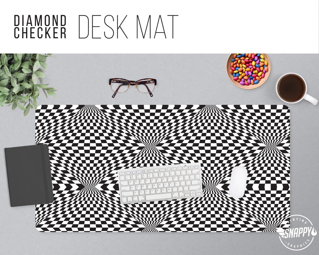 Diamond Checker Desk Mat – Graphic Print, Washable Fabric - Etsy