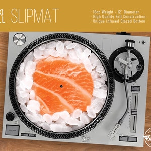 Maki Roll Turntable Slipmat - 12" and 7" LP Record Player, DJ Slipmat- 16oz Felt w/ Glazed Bottom