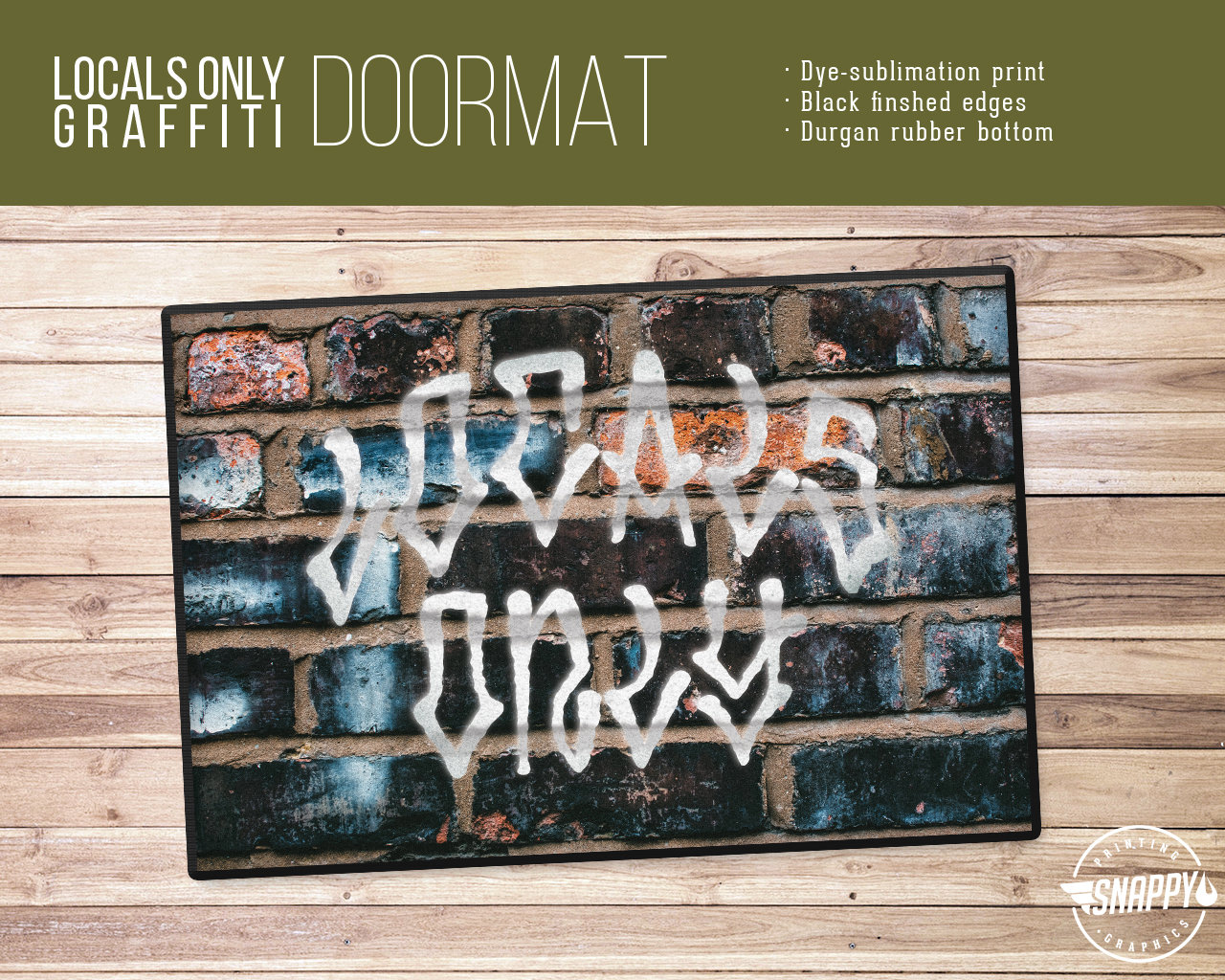 Locals Only Graffiti Doormat - Dye-Sublimation Print