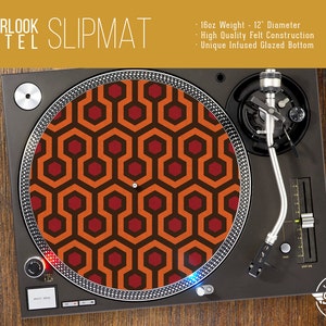 Overlook Hotel Pattern Turntable Slipmat - 12" LP Record Player, DJ Slipmat- 16oz Felt w/ Glazed Bottom