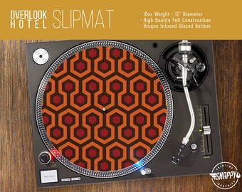 Overlook Hotel Pattern Turntable Slipmat - 12" LP Record Player, DJ Slipmat- 16oz Felt w/ Glazed Bottom