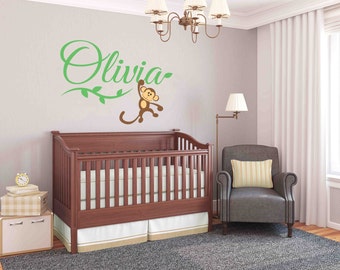 Monkey Monogram Wall Decal - Custom Wall Decal for boy or girl nursery. Monkey Decal, Wall Decor