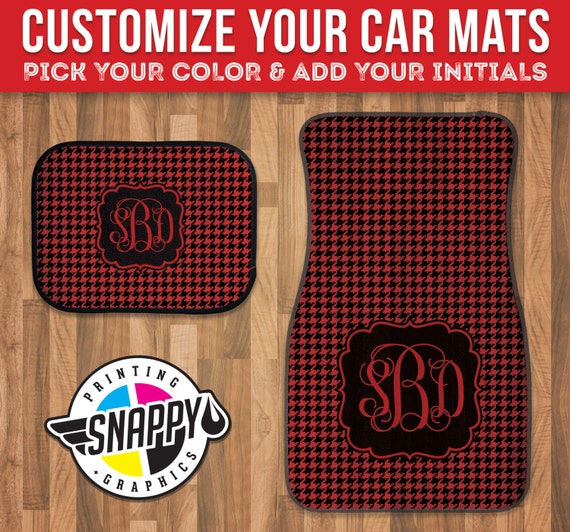 Houndstooth Pattern Monogram Custom Color Car Mats Etsy