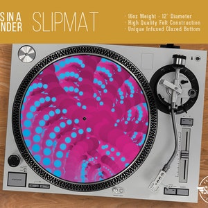 Dot Blender Abstract Turntable Slipmat - 12" and 7" LP Record Player, DJ Slipmat- 16oz Felt w/ Glazed Bottom