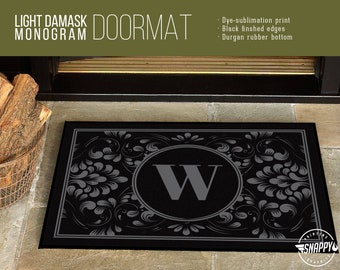 Monogram Damask Doormat - Personalized Initial Welcome Mat