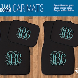 Personalized Car Mats - Swirly Initial Monogram - Personalized Gift - High Quality