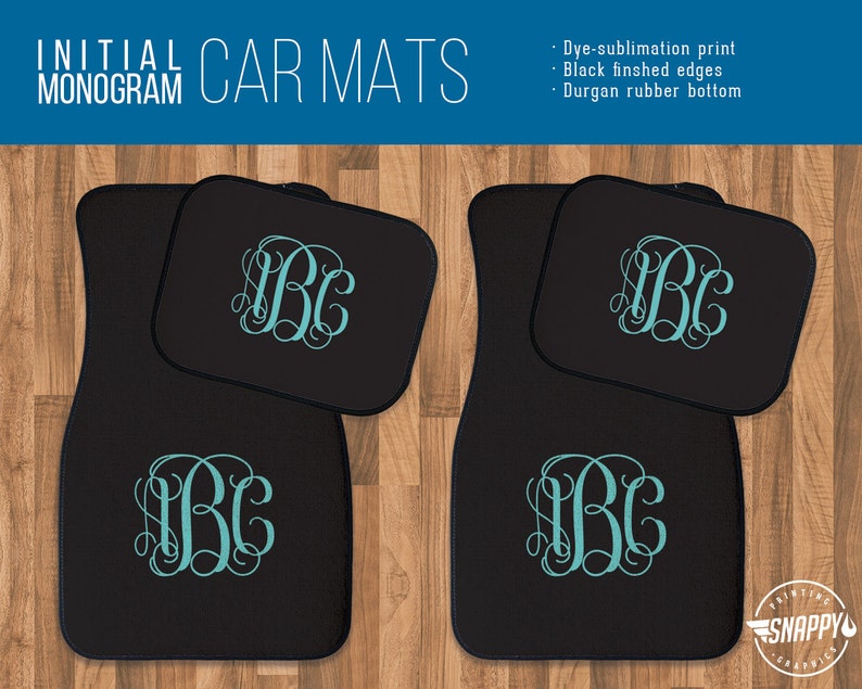 Personalized Car Mats Swirly Initial Monogram Personalized Gift High Quality image 1