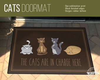 Cats in Charge Welcome Mat/Doormat/Rug - 24" x 36" - High Quality Dye-Sub Print, Weatherproof - Indoor/Outdoor