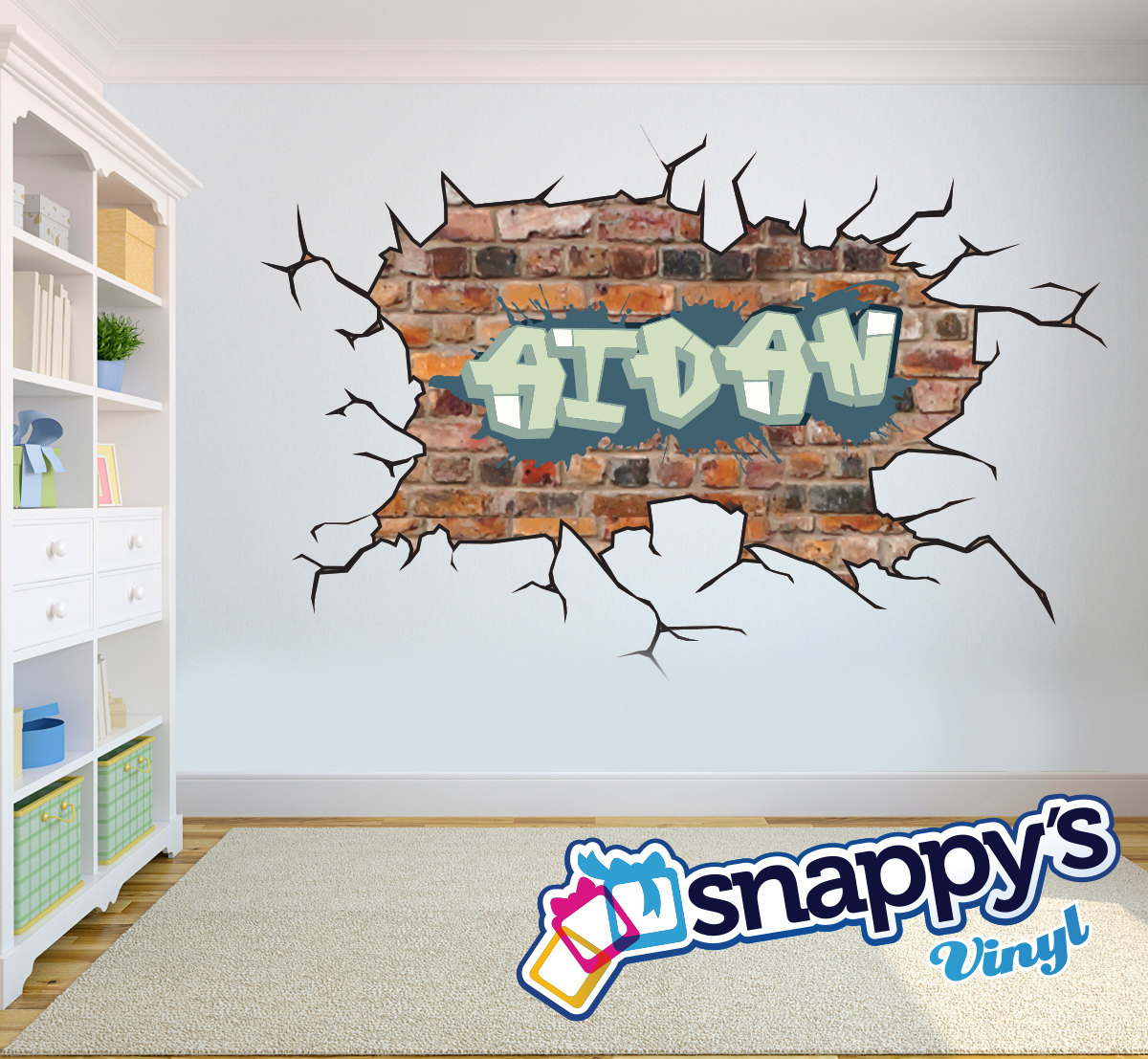 Brick Wall Graffiti Name Style And Color Scheme Wall Decal Etsy