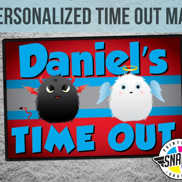 Personalized Time Out - BOYS or GIRLS - Mat/Rug - 24" x 36" High Quality Sublimation Print - Weatherproof - Indoor/Outdoor/Carpet/Hardwood