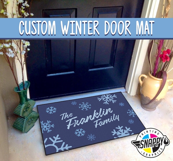 Custom Family Winter Welcome Mat Doormat Rug 24 X Etsy