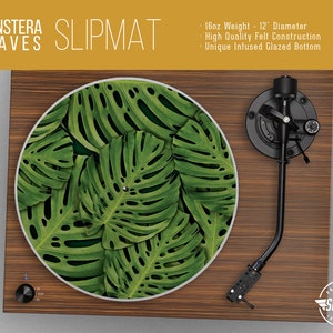 Monstera Turntable Slipmat - 12" and 7" LP Record Player, DJ Slipmat- 16oz Felt w/ Glazed Bottom