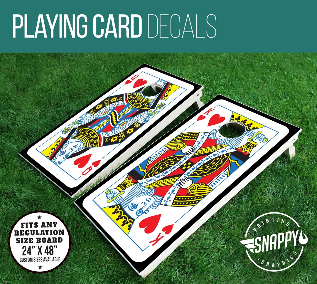 Playing Card Cornhole Decals Bags Game King and Queen of Hearts Vinyl