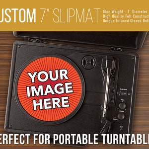 Custom 7 Inch Turntable Slipmat - Portable Record Player DJ Pad - 16oz Felt w/ Glazed Bottom
