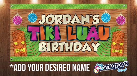 Personalized Tiki Luau Birthday Party Custom Vinyl Banner | Etsy