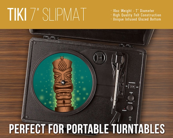 Tiki Totem 7 Inch Turntable Slipmat Portable Record Player, DJ Slipmat 16oz  Felt W/ Glazed Bottom 