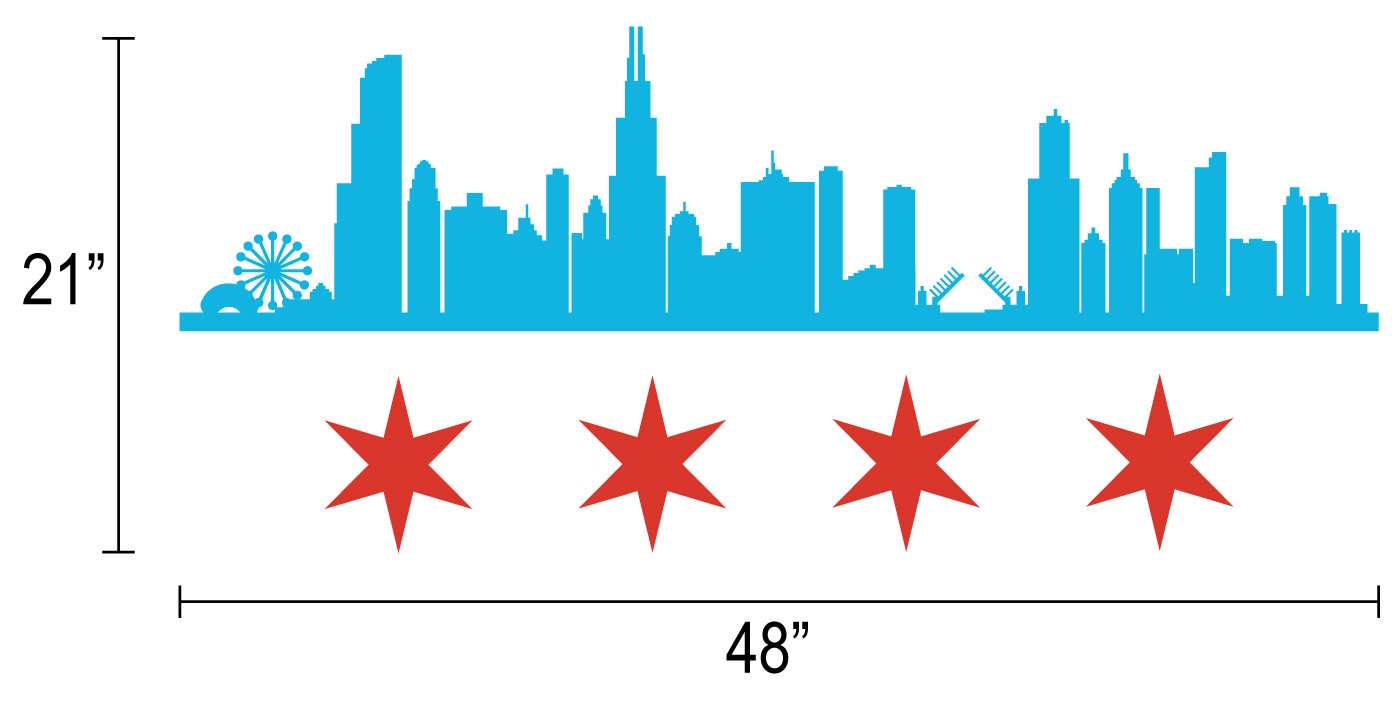 Chicago Landmarks Skyline Wall Decal Custom Wall Decal Wall Etsy