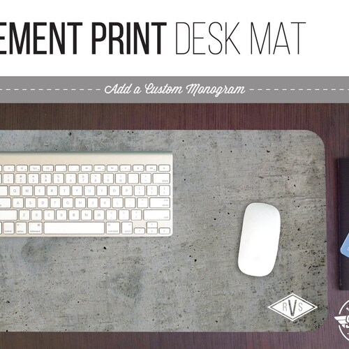 Black Marble Pattern Desk Mat W/ Custom Monogram 2 Sizes Etsy