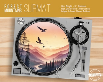 Forest Mountains Painting Turntable Slipmat – Glazed Bottom Felt