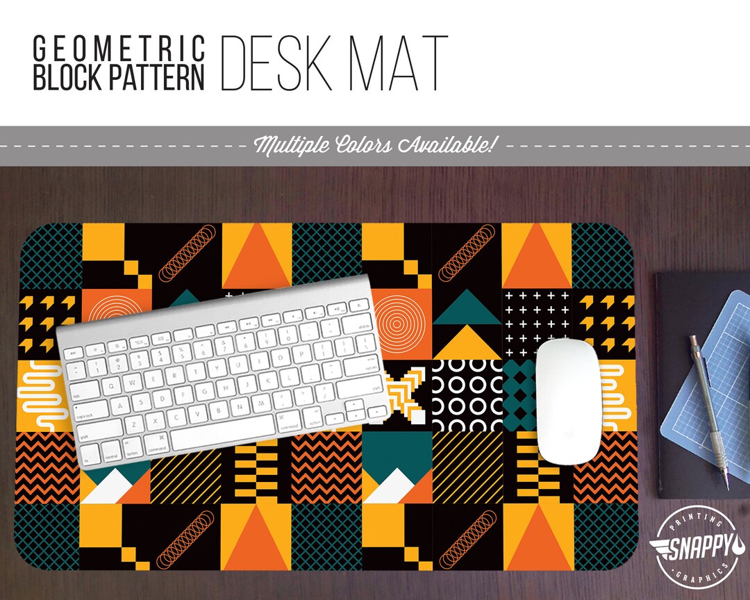 Geometric Block Pattern Desk Mat – Custom Monogram, Multiple Colors - Etsy