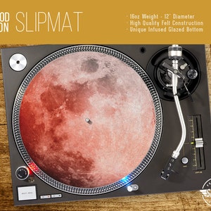 Blood Moon Photo Turntable Slipmat - 12" and 7" LP Record Player, DJ Slipmat- 16oz Felt w/ Glazed Bottom