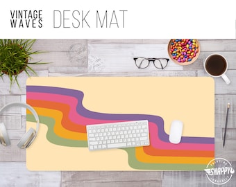 Vintage Waves Desk Mat - 3 Sizes - High Quality Digital Print, Dye Sublimation - Hand Washable