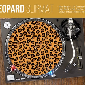 Leopard Print - Turntable Slipmat - 2 - sizes - 12&quot; and 7&quot; LP Record Player, DJ Slipmat- 16oz Felt w/ Glazed Bottom
