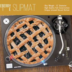 Blueberry Pie Turntable Slipmat - 12" and 7" LP Record Player, DJ Slipmat- 16oz Felt w/ Glazed Bottom