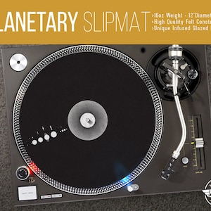Minimalist Solar System Turntable Slipmat - 12&quot; LP Record Player DJ Pad - 16oz Felt w/ Glazed Bottom