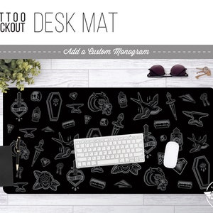 Blackout Flash Tattoo Pattern Print w/ Custom Monogram - 3 Sizes - High Quality Digital Print, Dye Sublimation - Hand Washable