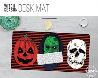 Witch Season Desk Mat – Halloween Pumpkin, Witch, Skull