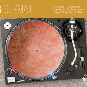 Pink Salt Turntable Slipmat - 12" and 7" LP Record Player, DJ Slipmat- 16oz Felt w/ Glazed Bottom