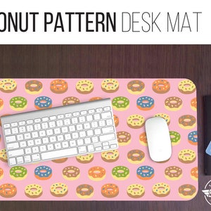 Donut Pattern Desk Mat - 2 Sizes - High Quality Digital Print, Dye Sublimation - Hand Washable