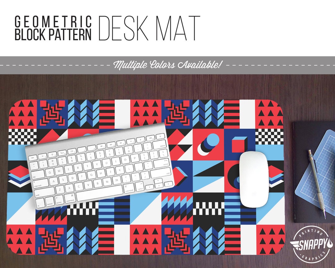 Geometric Block Pattern Desk Mat – Custom Monogram, Fade-proof Print - Etsy