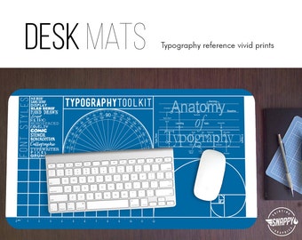 Typography Toolkit Desk Mat – Large Extended Mousepad, Hand Washable