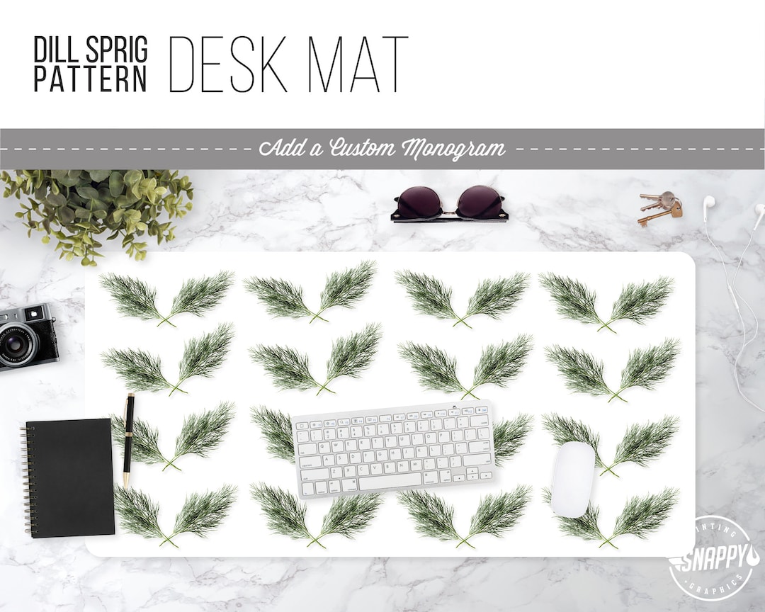 Dill Pattern Desk Mat With Custom Monogram - Hand Washable - Etsy