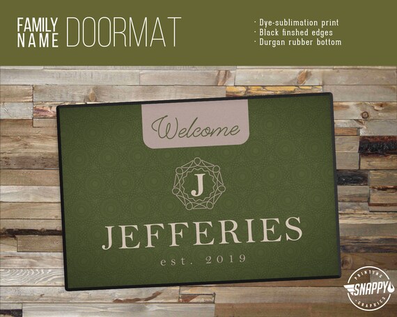 Welcome Home Frame Family Name Welcome Mat Doormat Rug Dye Sublimation Felt Construction Custom Colors Indoor Outdoor 2 Sizes