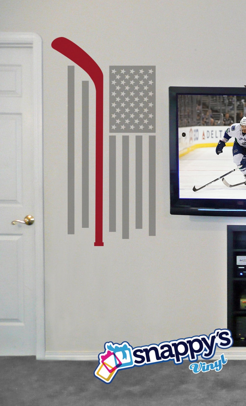 Hockey Flag U.S.A. Custom Color Wall Decal for Rec Room Boys Etsy
