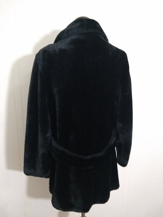 Vintage Faux Fur Coat, Black Fur Coat with Golden… - image 3